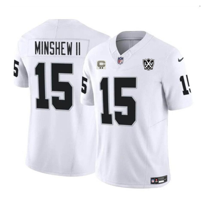 Men's Las Vegas Raiders #15 Gardner Minshew II White 2024 F.U.S.E 65th Anniversary Patch Vapor Football Stitched Jersey